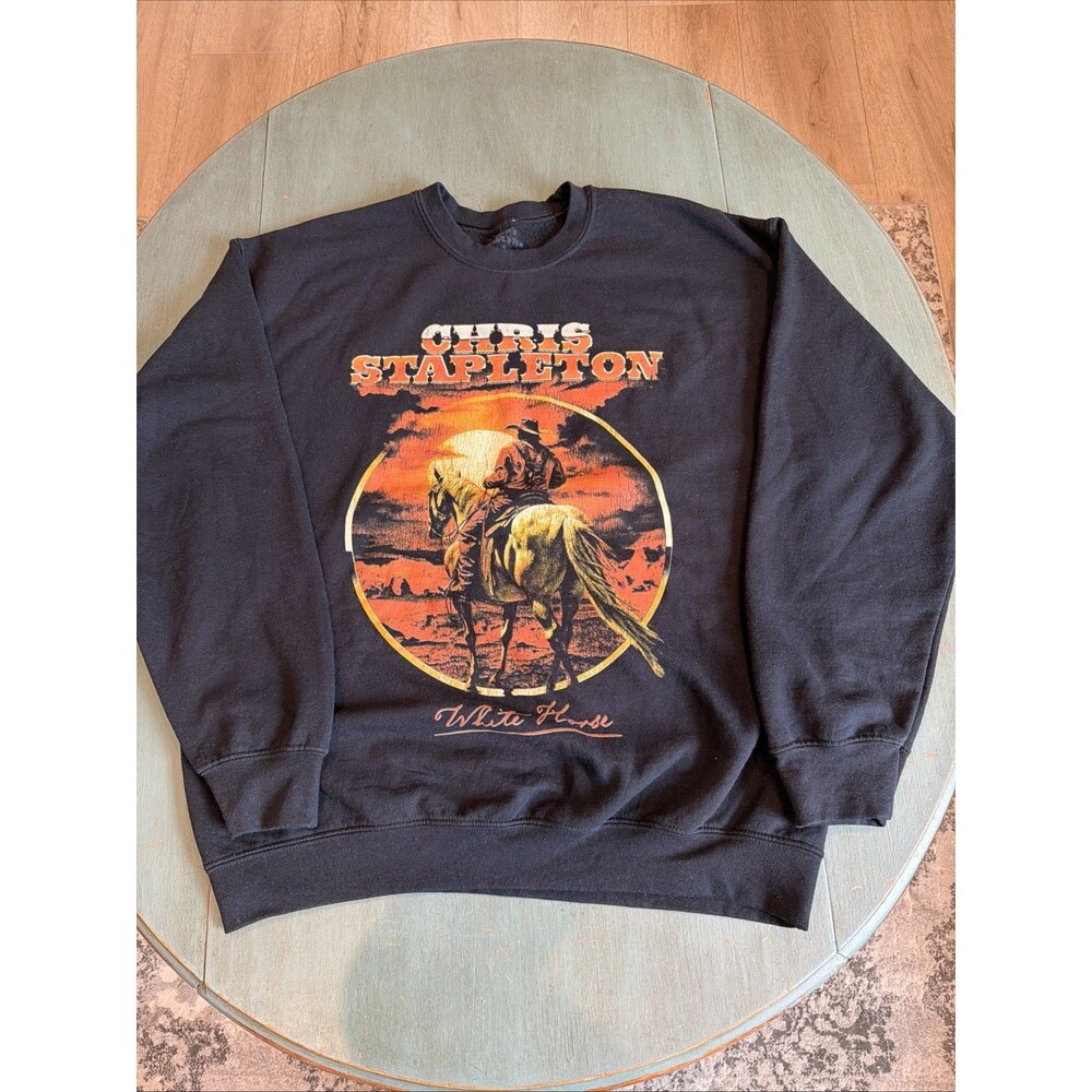 Chris Stapleton White Horse Concert Tour Crewneck Sweatshirt Black Mens Large